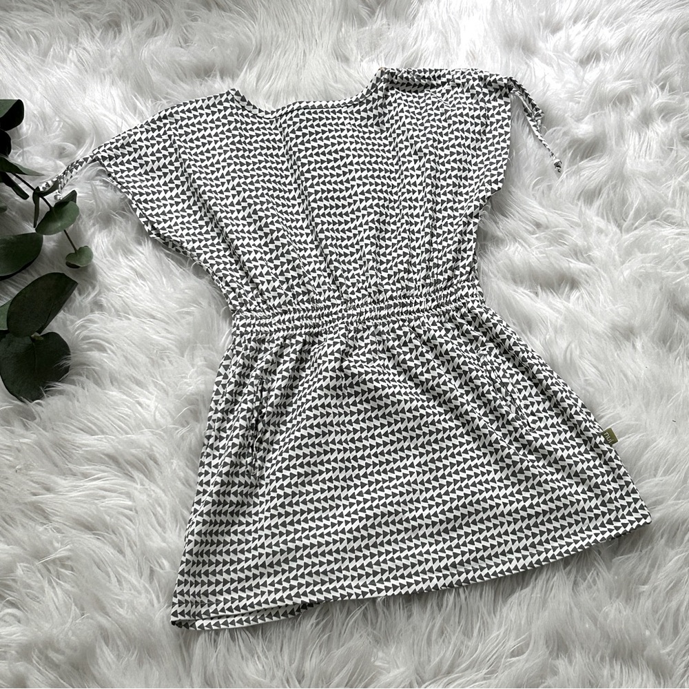 Nui Organics modern print grey & white sleeveless dress